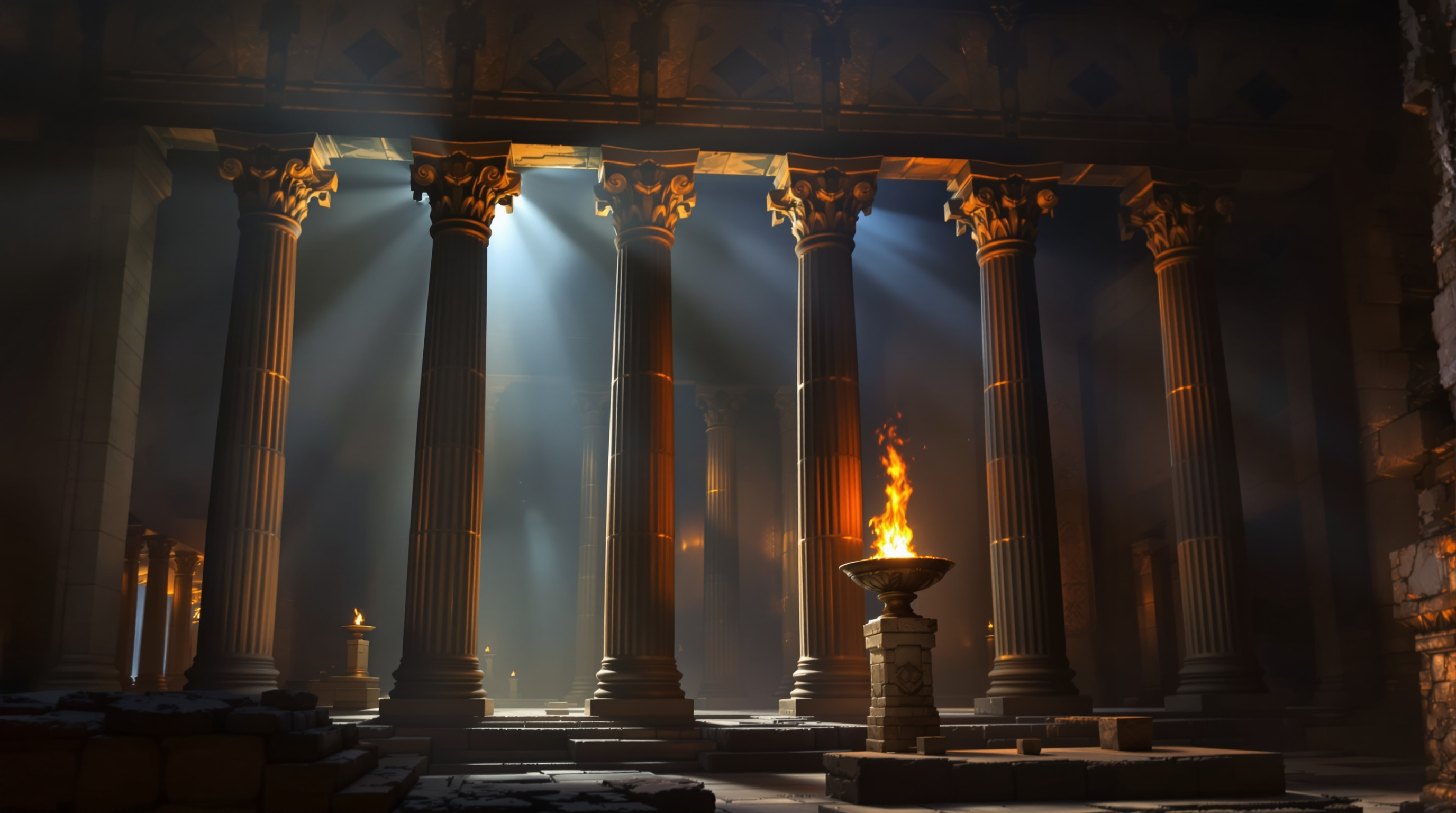 Ancient Zoroastrian fire temple with sacred eternal flame